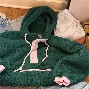 Altar'd State Green and pink fleece size XS